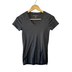 Eddie Bauer Gray Short Sleeve V-Neck T-Shirt Women's XS